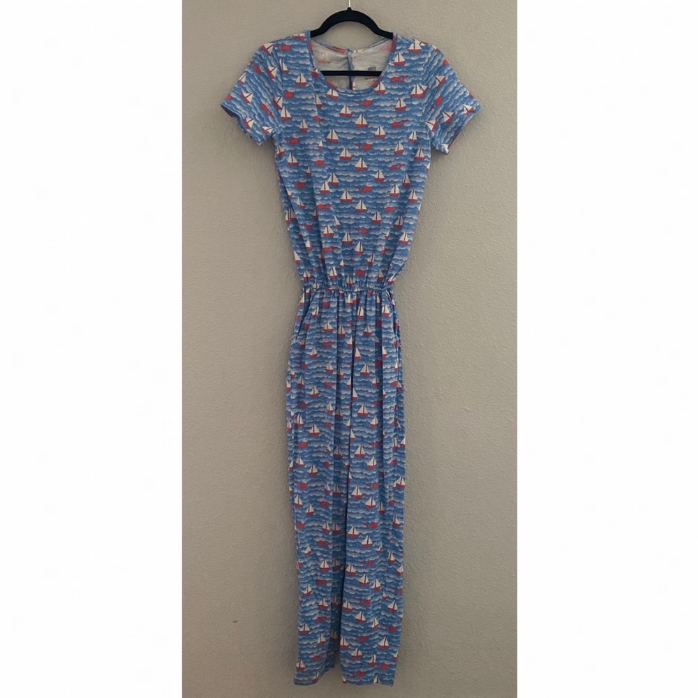 Winter Water Factory Blue Sailboat Mom Romper S